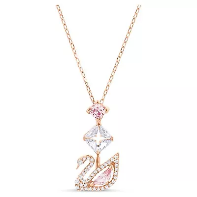 Swarovski Rose Gold & Pink Necklace Dazzling Swan Ladies Jewellery - NEW GENUINE • $150