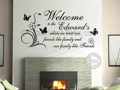 £14.99 • Buy Personalised Family Name Wall Sticker Quote  Welcome Home Wall Decor Decal