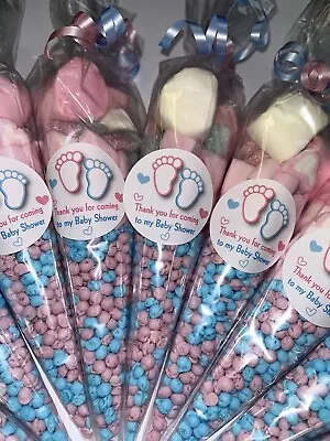 Made To Order Baby Shower Favours Pink Blue Candy Sweet Cones Party Bag Fillers • £6.64