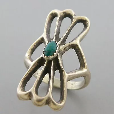 Vintage Southwestern Sterling Silver Turquoise Ring Size 5.5 • $146.07