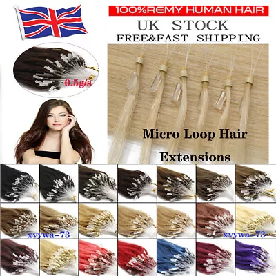 14 -26  Micro Loop Ring Beads Nano Russian Remy Human Hair Extension 100s UK 1st • £20.51