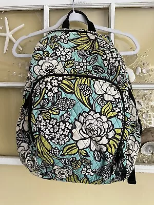 Vera Bradley Island Blooms Backpack Zipper Bag Travel School Bag Turquoise Lime • $36.99