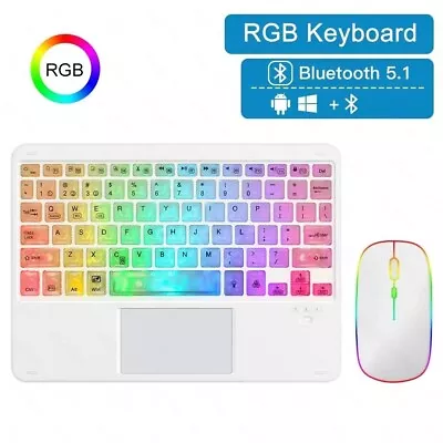 Rechargeable Wireless Bluetooth Keyboard With Touchpad RGB Backlight Ultrathin • $28.81