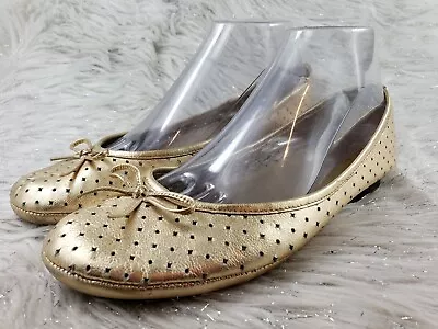 ME TOO Nevada Gold Leather Flats Size 8 M • $21.99