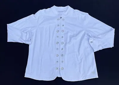 Dream Jeannes Quacker Factory All White Full Zip Up Womens Jacket - Sz XL - MINT • $23.94