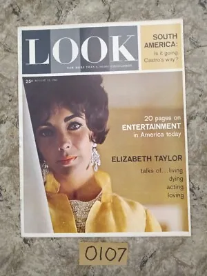 Look Magazine / August 15 1961 / No Label / Elizabeth Taylor / Entertainment • $5.98