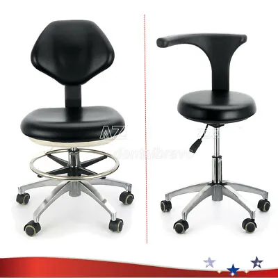 PU Leather Medical Dental Stool Doctor Assistant Mobile Chair Adjustable Black • $110.39