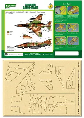 J's Work Airbrush Camo-Mask For 1/72 IAF F-4 Phantom II Camouflage Scheme • $10.50