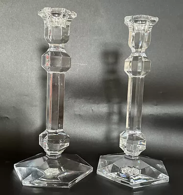$149.99 • Buy PAIR Vintage Val St Lambert Gardenia Galatee Crystal Candlesticks 9,5”