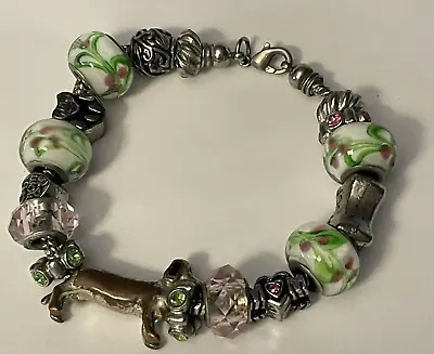 Barrel Slide Bracelet 17 Charms Beads Mom Many Dog Dachshund 8  • $24.96