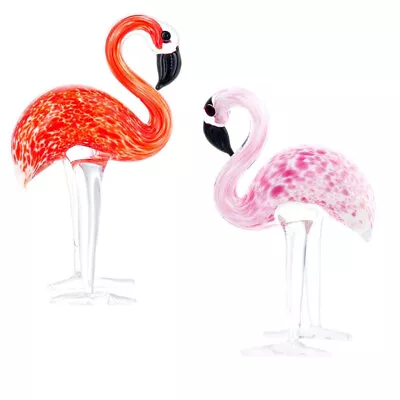  2 Pcs Crystal Glass Blown Ornaments Pink Home Decor Accessories • £16.99