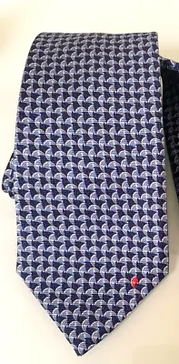 Fab! BVLGARI SEVENFOLD Mens 100% Silk Necktie ITALY Horses Blue • $79.99