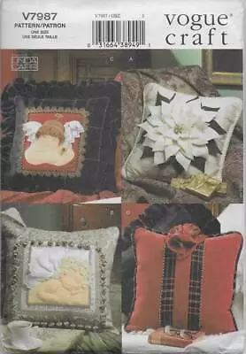 Vogue Craft Sewing Pattern V7987 CHRISTMAS PILLOWS Angels Poinsettia Holiday • $10.99