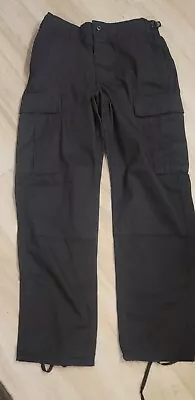 Black Tactical 6 Pocket Cargo Pants With Button Closures  • $10