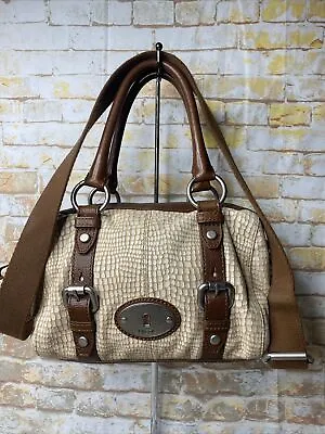 $99.99 • Buy Fossil Brown Maddox Satchel Shoulder Bag Handbag Animal Print Genuine Leather