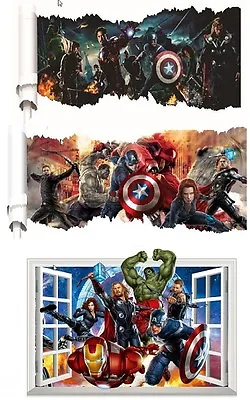 3D Avengers Marvel Superhero Wall Sticker Iron Man Thor Captain Vinyl Decal Room • £6.99