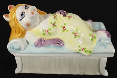 Vintage Taste Setter Sigma Henson Assoc Sultry Miss Piggy Ceramic 7  Trinket Box • $49.99