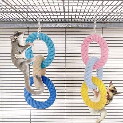 Toys Set Hamster Toy Sugar Glider Cage Accessories Hanging Climbing Rope Toys • £6.51