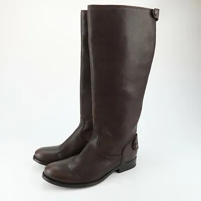 FRYE Women's Melissa Button Brown Leather Riding Boots Size 6 DAMAGED READ Pl5 • $21.99