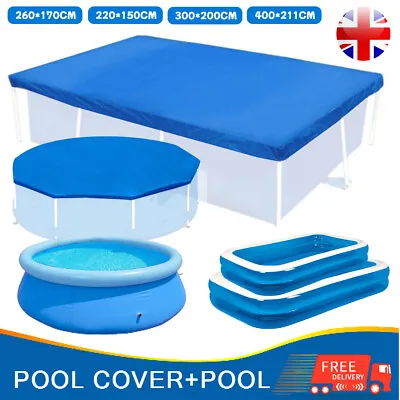 Rectangular/Round Swimming Pool Covers Outdoor Family Paddling Pool Tarpaulins • £10.99