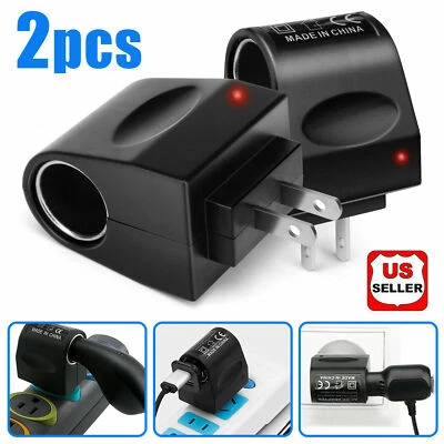 $8.69 • Buy 2 Pcs 100-240V AC To 12V DC Car Cigarette Lighter Socket Power Adapter Converter