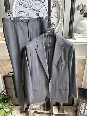 DOMENICO VACCA (made By Attolini) Men's Solid Gray Flat Front Suit Sz US 42L • $399.99