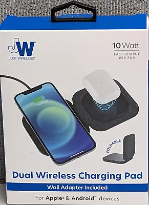 Just Wireless 10W Dual Wireless Qi Charging Pads With Cable & Wall Adapter • $12.99