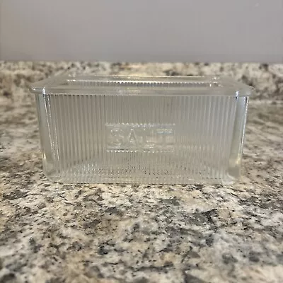 Vintage Ribbed Glass Salt Box Hoosier Cabinet Accessory Clear Cellar Rectangle • $19.99