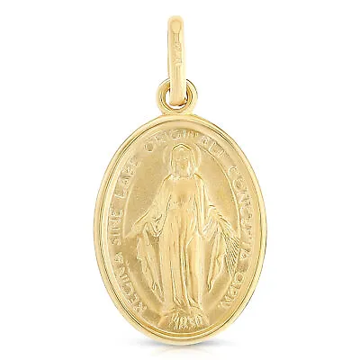 14K Yellow Gold Religious Virgin Mary Guadalupe Miraculous Medal Pendant • $138