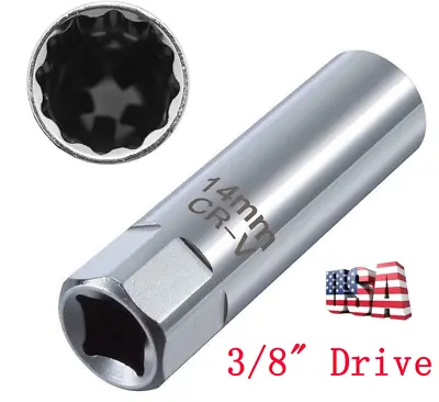 14mm Car Spark Plug Socket Wrench 12 Point Thin Wall 3/8  Drive Sleeve Magnetic  • $11.74