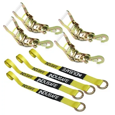 4 Pack Axle Straps Car Trailer Hauler Ratchet Tie Down Straps With Snap Hooks • $72.19