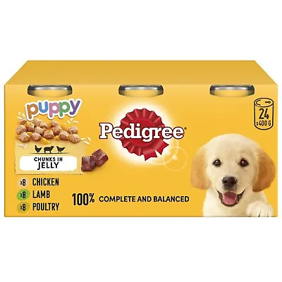 24 X 400g Pedigree Puppy Wet Dog Food Tins Mixed Selection In Jelly Dog Can • £29.99
