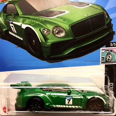 NEW Hot Wheels 2018 Bentley Continental GT3 Green 2023 No 44 HKH84 Long Card • $6.95