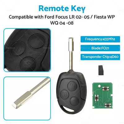 Remote Key 433MHz 4D60 Suitable For Ford Focus LR 02-05/Fiesta WP WQ 04-08 • $20.85