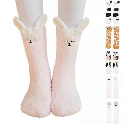 Women Ladies Cute Animal Winter Fluffy Bed Socks Soft Lounge Slipper Floor Socks • £9.99