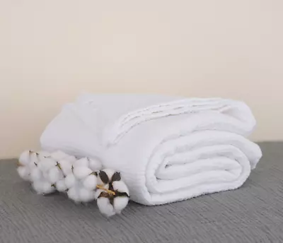 Organic Cotton Muslin Blanket Cotton Muslin Bedcover Boho Throw Blanket • $27.99