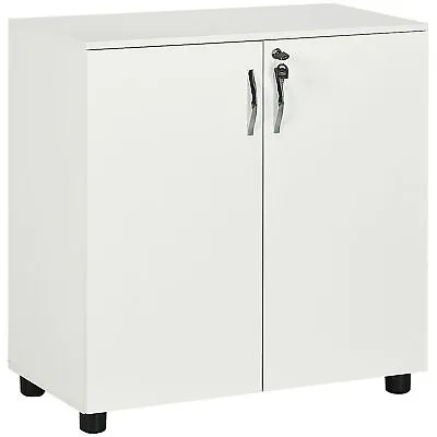 Vinsetto 2-Tier Locking Office Storage Cabinet File Organisation W/ 2 Keys White • £75.99