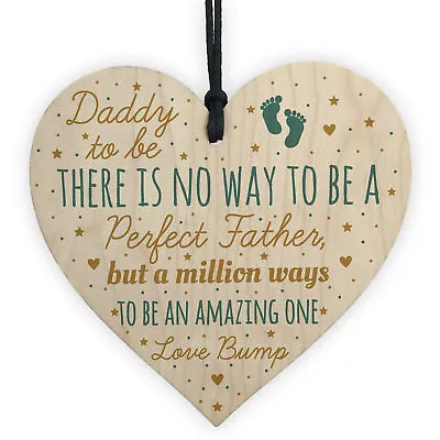 Daddy Dad To Be Present From Bump Baby Shower Wood Heart Plaque Decoration Gift • £3.99