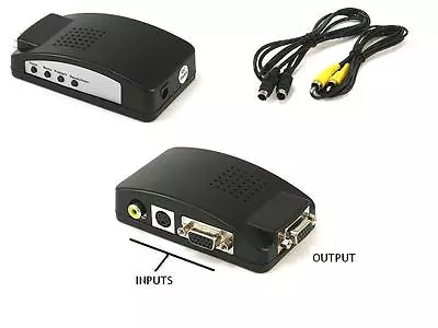 Composite RCA SVideo To CC TV Computer PC VGA Converter • $14.99