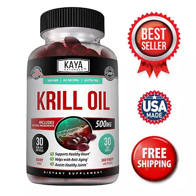 Krill Oil 500 Mg With Omega-3 EPA DHA And Astaxanthin Supplement • $10.88