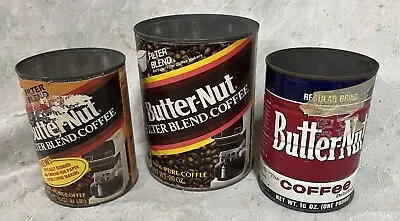 Vintage Butter Nut Butter-Nut Coffee Can Tin - 26 Oz & 16 Oz - Lot Of 3 Cans • $27.99