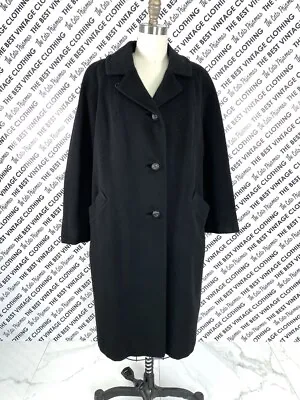 Vtg Black Cashmere Coat Vicuna 400 Blend M/L 1960s Country Tweeds • $400