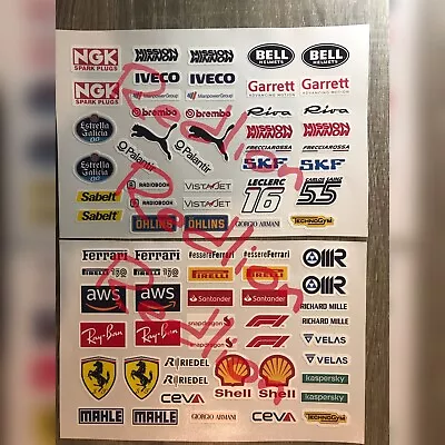 Ferrari F1 Sponsor And Partner Small Stickers For Lego Small Cars 3cm • £7.98