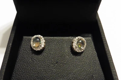 £195 • Buy Danbury Mint 9ct Gold Oval Cabochon Citrine & Diamond Cluster Stud Earrings