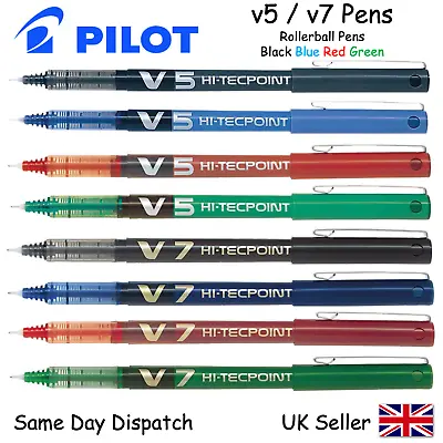 £2.49 • Buy Pilot Hi-Tecpoint V5 / V7 - Liquid Ink Roller Ball Pen Black Blue Red 0.5 / 0.7