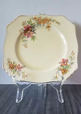 Vintage Royal Winton Victorian Floral Square Plate W/ Gold Trim Made In England • $19.99