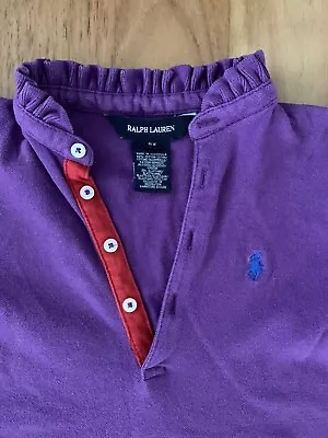 Ralph Lauren Kids Girls Polo Shirt Size 8x Purple Logo Collared Rugby Top • $20