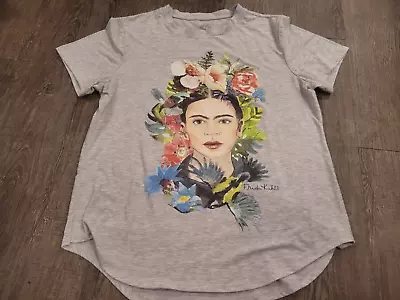 Frida Kahlo Shirt Graphic Tee Gray Thin Women's Scoop Neck Tshirt XL • $16.99