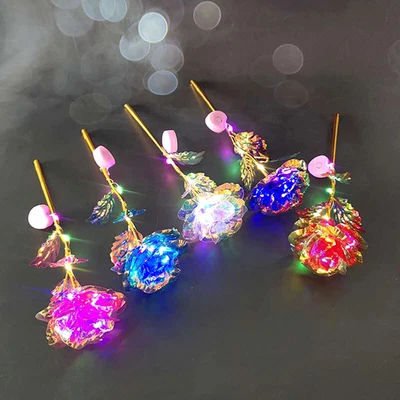 $3.94 • Buy Rose Eternal Gold Flower Luminous Artificial Roses Valentines Day Gift Beaudn JC