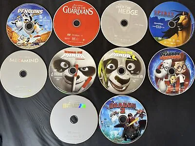 Lot Of 10 Cartoons Megamind Over The Hedge Kung Fu Panda On DVD Children • $9.87